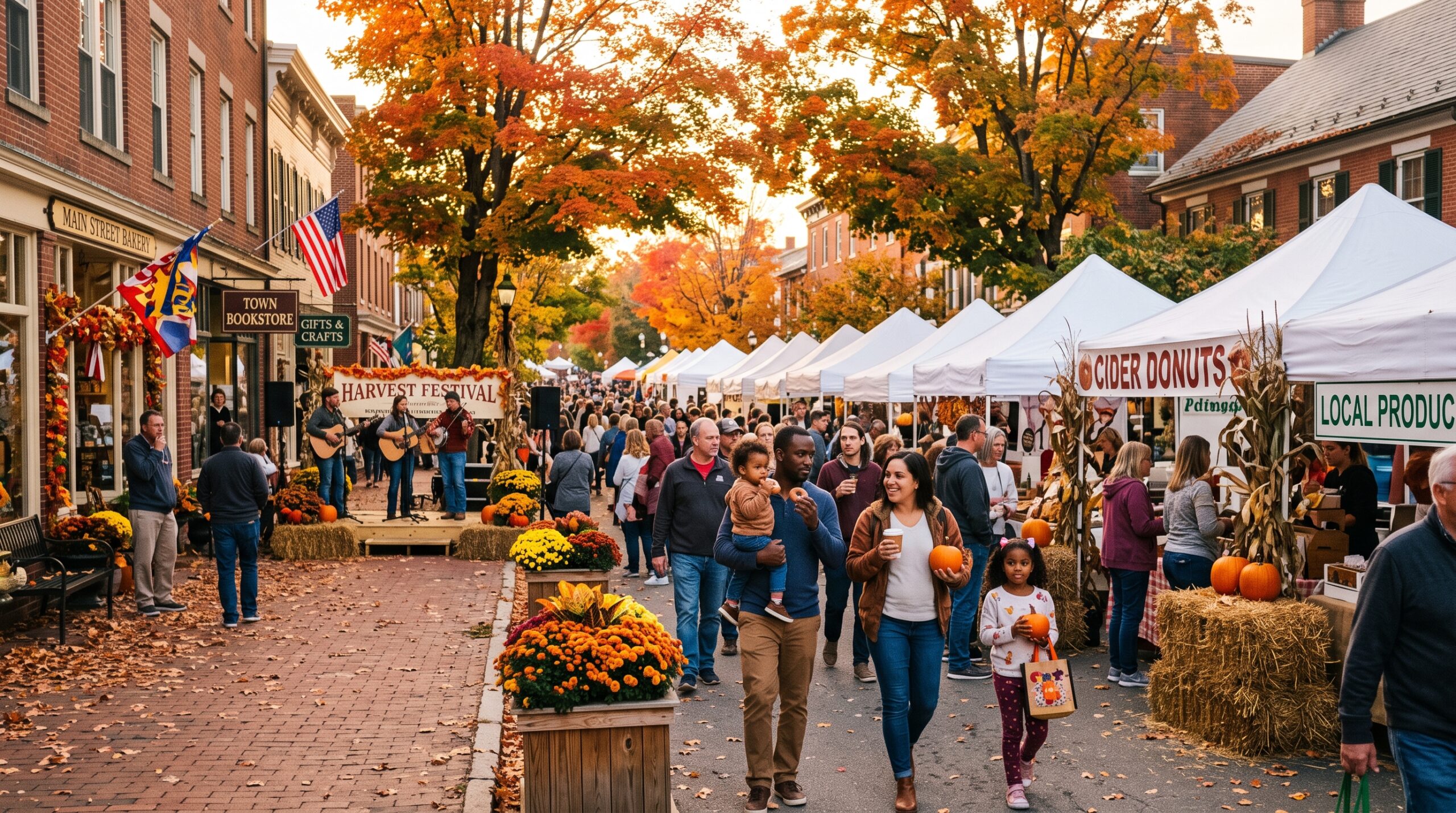 Families enjoying fall festivals in Fairfax County Virginia