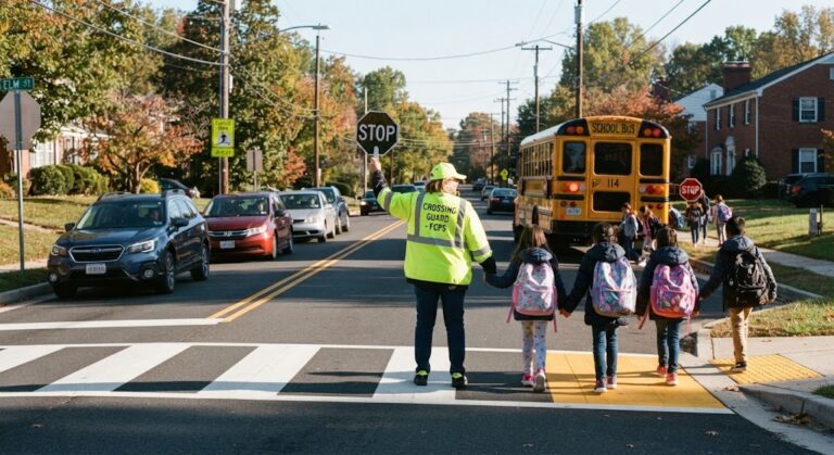 Back to school safety Fairfax County students crossing street