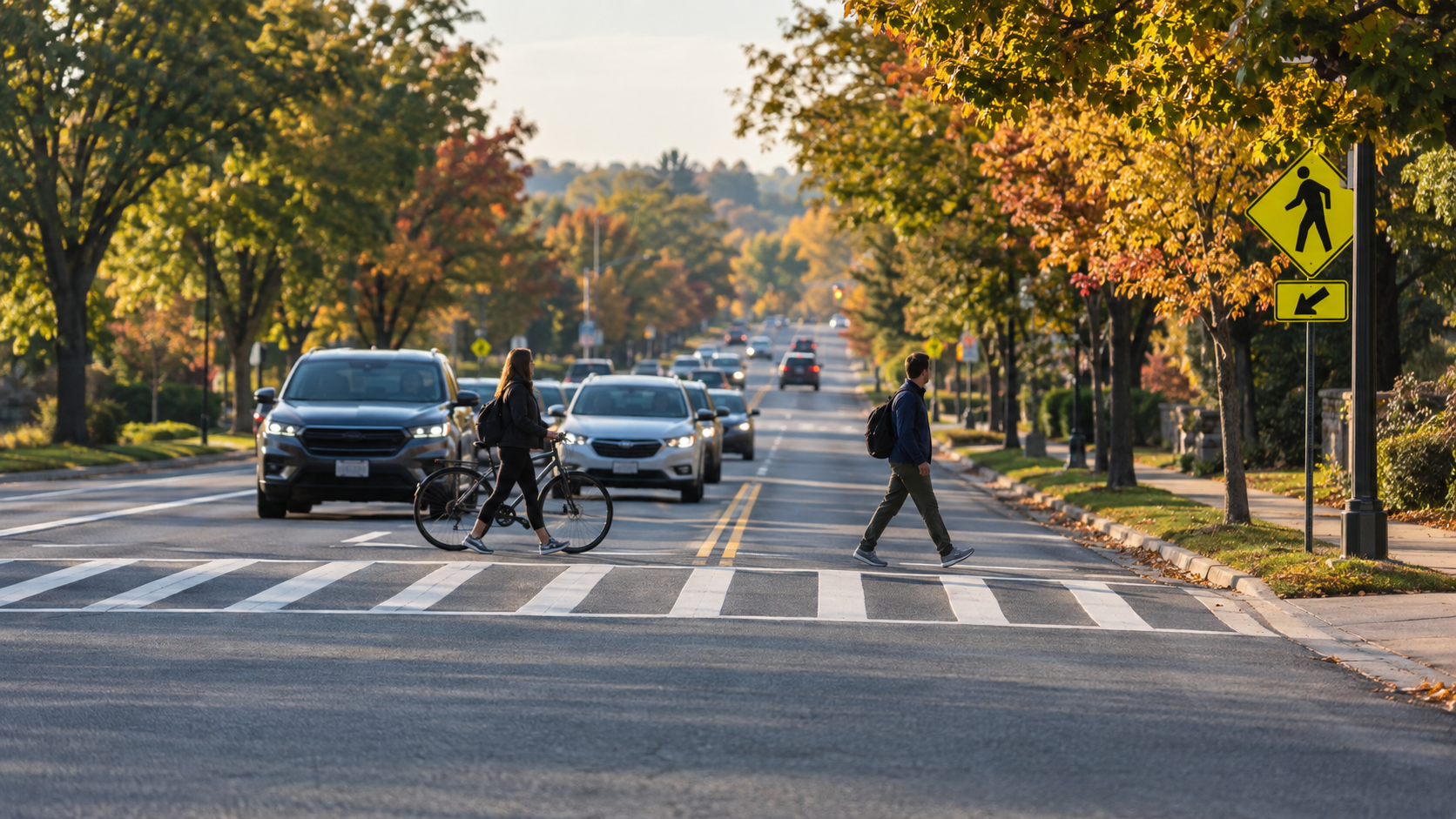 Vulnerable road user zones marked on a Northern Virginia crosswalk