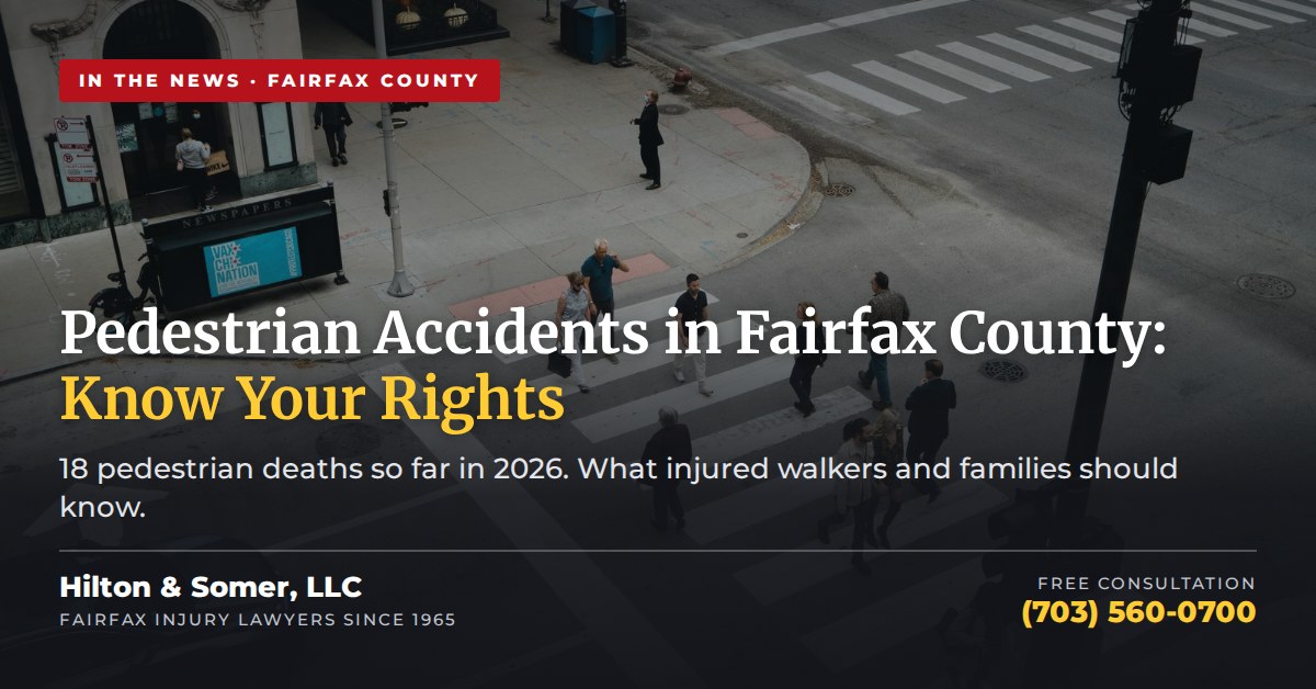 Pedestrians crossing at a crosswalk, pedestrian accident in Fairfax County